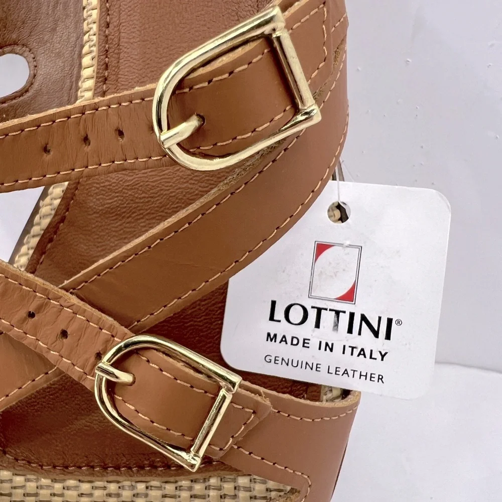 LOTTINI, VACCHETTA MULTI STRAP, BROWN LEATHER FLAT SANDALS, SIZE US 9.5 EU 41